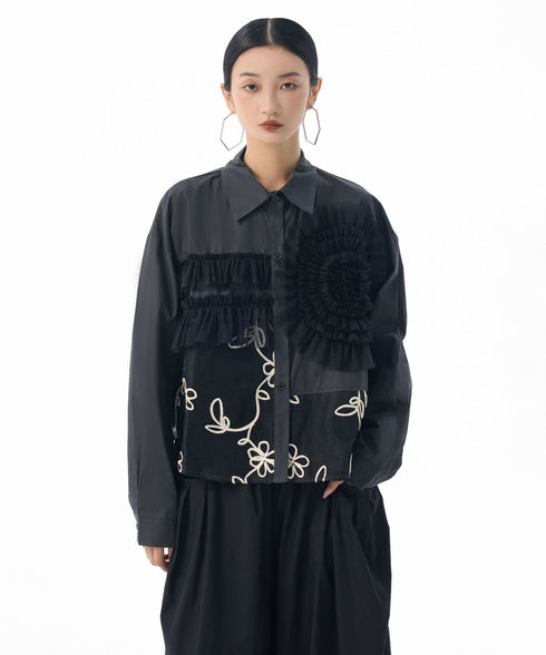 Floral Embroidery Mix Blouse