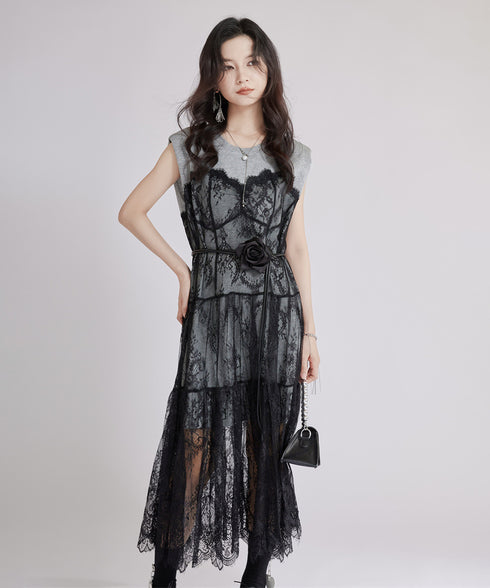 Sheer Black Lace Dress