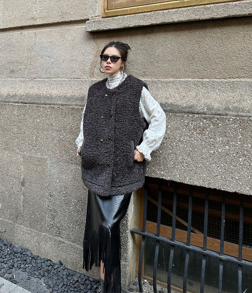 Textured Double Button Vest