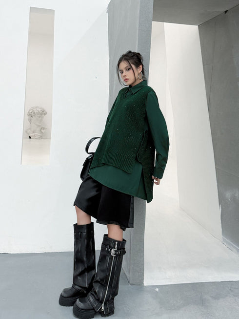 Glitter Knit Vest&Minimal Layered Shirt Series