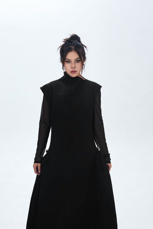 Sheer Sleeve Long Dress