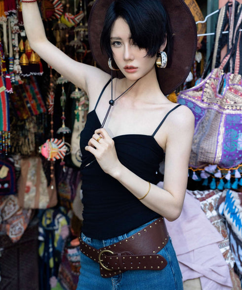 Studded Wide Buckle Belt