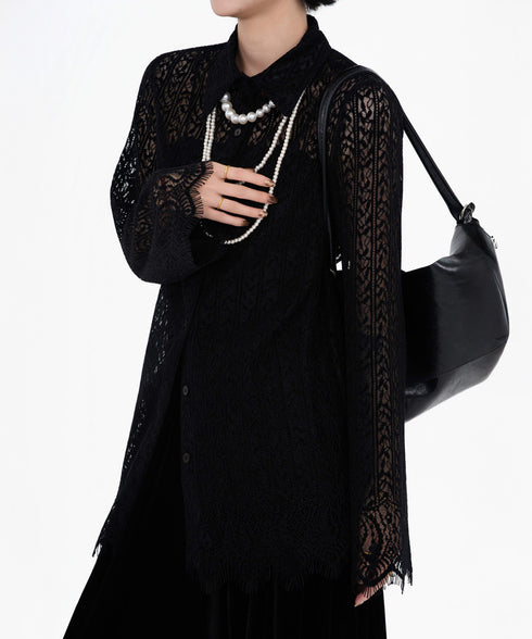 Lace Pattern Sheer Blouse
