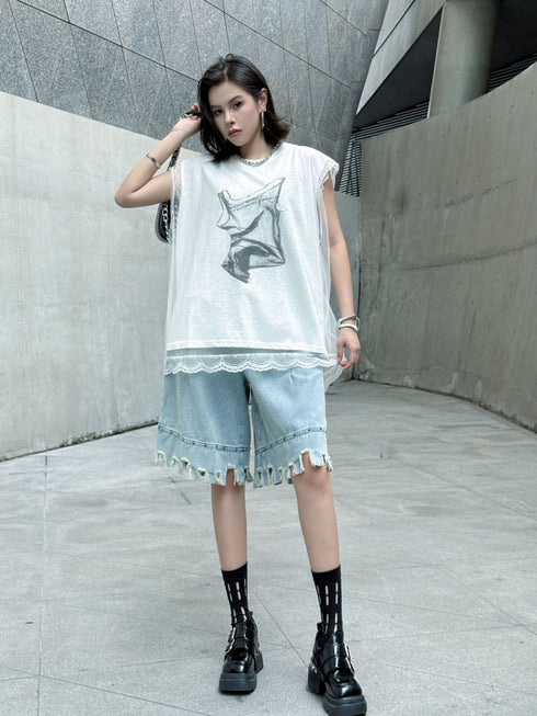 Mesh Overlay Graphic Tank