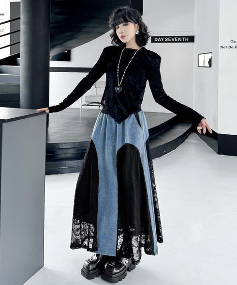 Velvet Edge Structured Long Sleeve Top