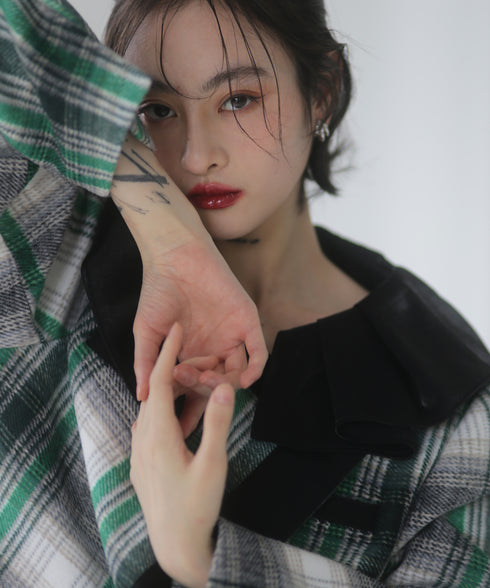 Frill Collar Plaid Jacket