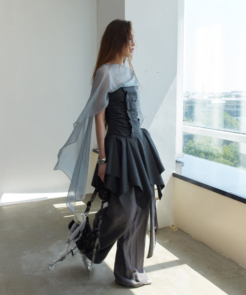 Drape Flow Corset Top & Sheer Scarf