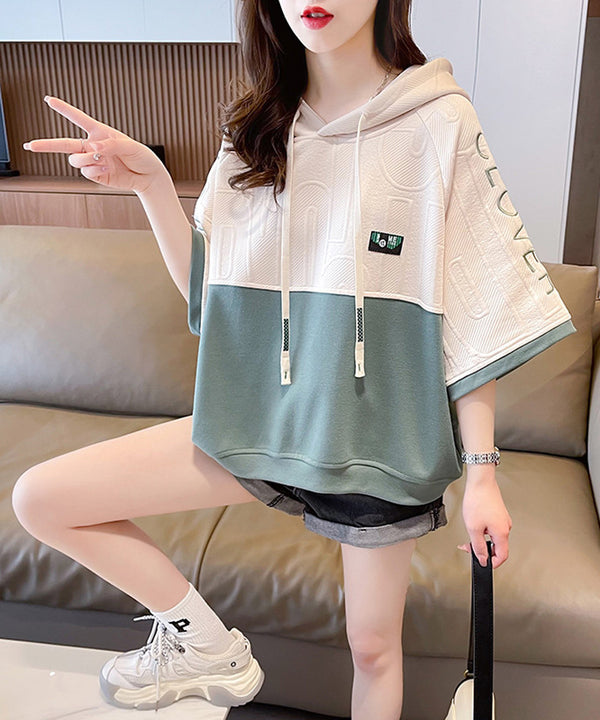Block Tone Hoodie Top
