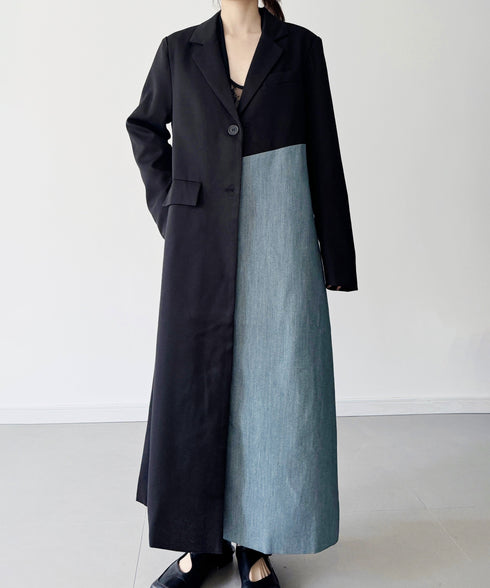Contrast Paneled Tailored Coat