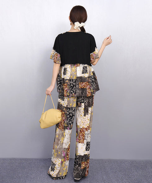 Patch Layered Relaxed Top & Pants Co-ord