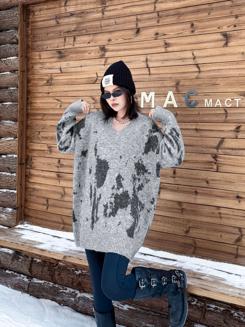 Abstract Dye Oversized Knit Top