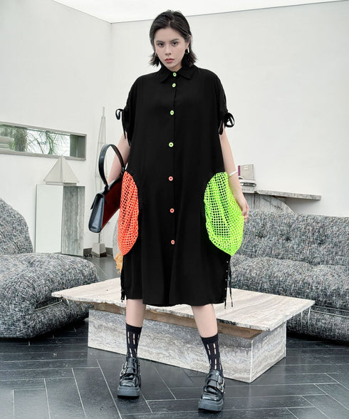 Neon Pocket Shirt Dress