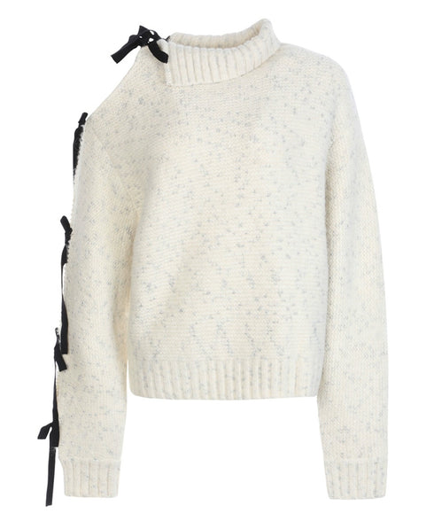 Ribbon Cutout Knit Sweater