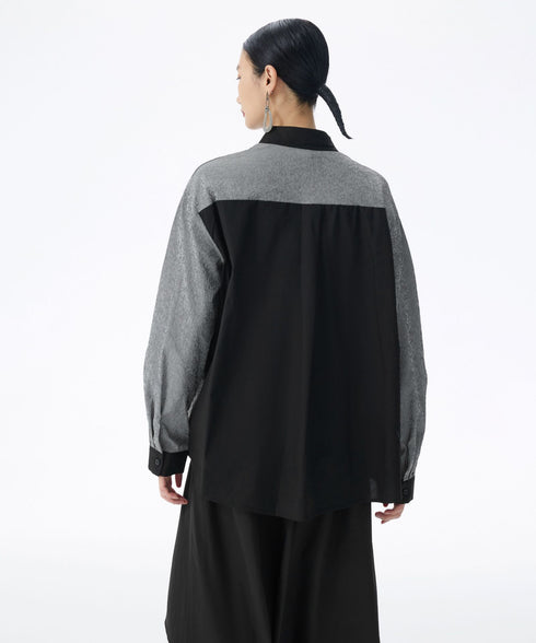Diagonal Panel Sheer Shirt