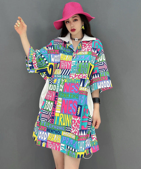 Colorful Graphic Polo Top