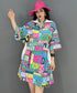 Colorful Graphic Polo Top