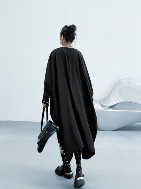 Eyelet Draped Oversized Dress