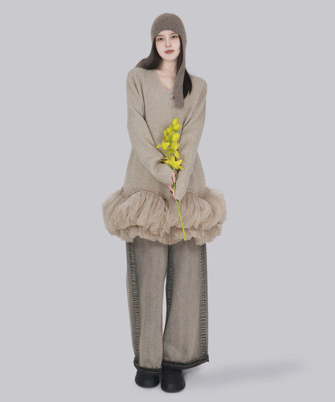 Meringue Veil Hem Dress