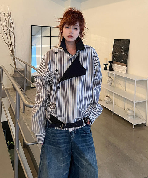 Stripe Panel Layered Jacket