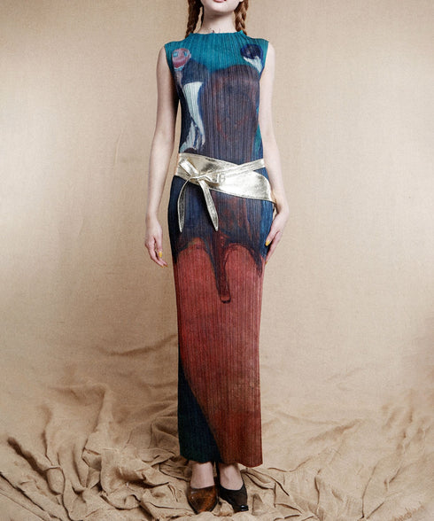 Painting Motif Sleeveless Dress