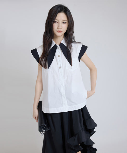 Contrast Collar Blouse