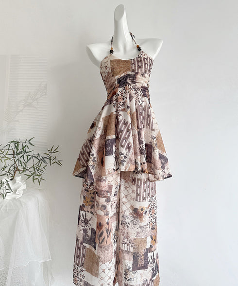 Patchwork Halter Top & Pants Co-ord