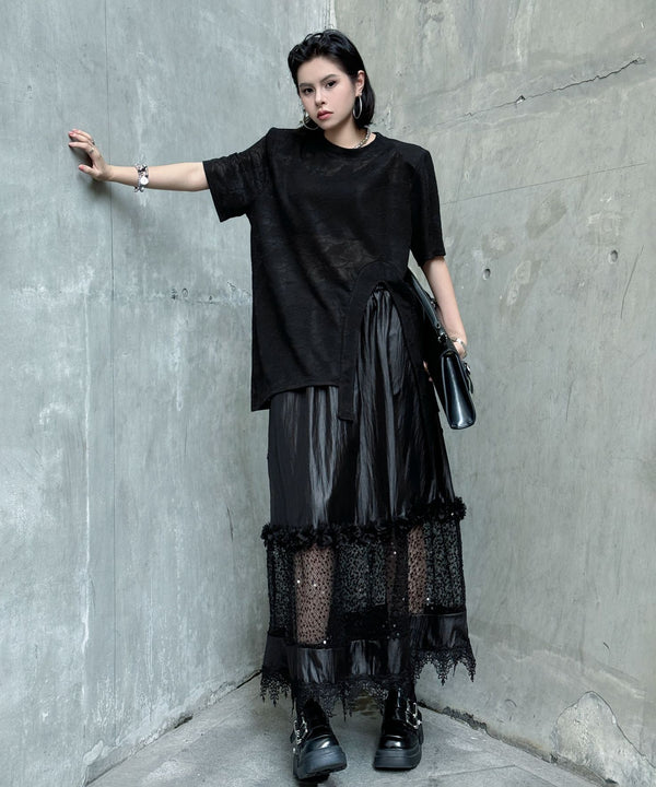Noir Mesh Layered Skirt