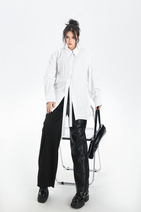 Contrast Texture Wide Pants