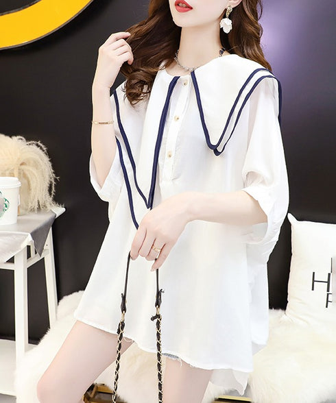 Sailor Flare Collar Tunic Blouse