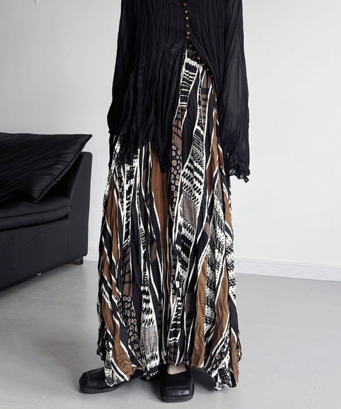 Ethnic Stripe Flow Maxi Skirt