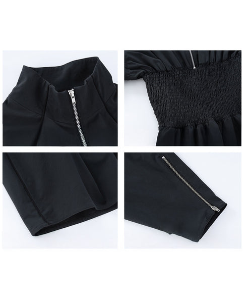 Zip High Neck Balloon Dress