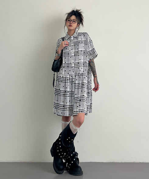Star Monochrome Check Dress