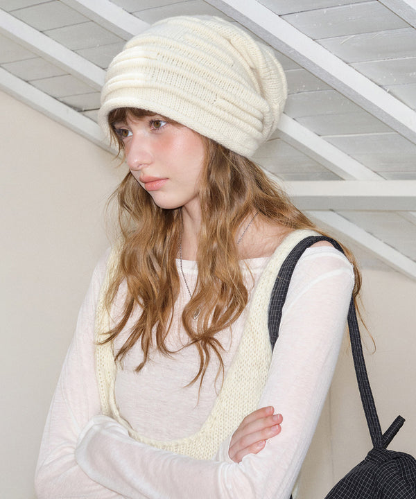 Sculpted Pleat Wool Beanie
