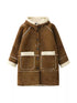 Hooded Faux Shearling Patch Coat