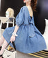 Ribbon Back Volume Denim Dress