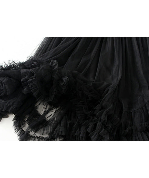 Volume Tiered Tulle Maxi Skirt