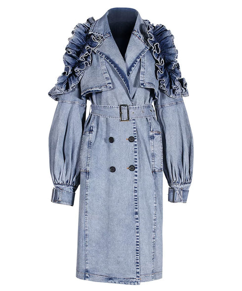 Ruelle Frill Denim Coat