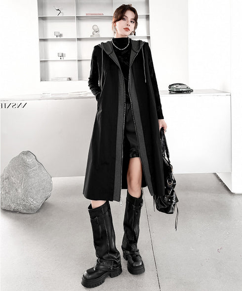 Hood Frame Long Vest