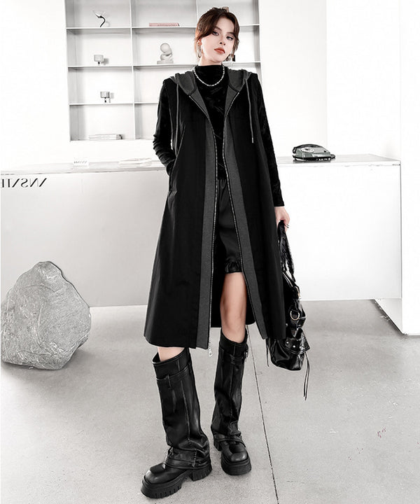 Hood Frame Long Vest