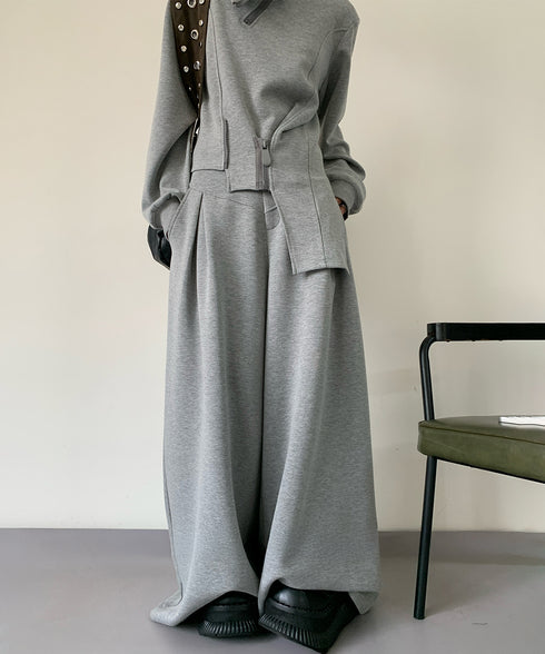 Zip Detail Top & Wide Pleated Pants Series