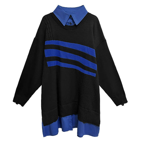 Layered Striped Knit Dress