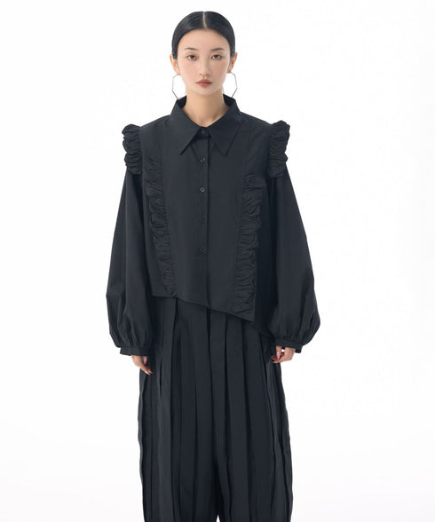 Front Ruffle Volume Blouse