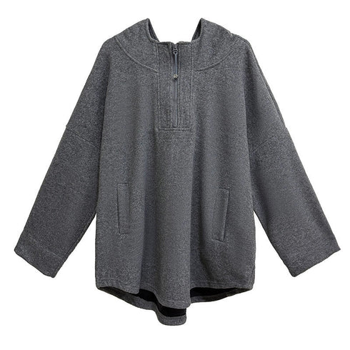 Pattern Cuff Hooded Top