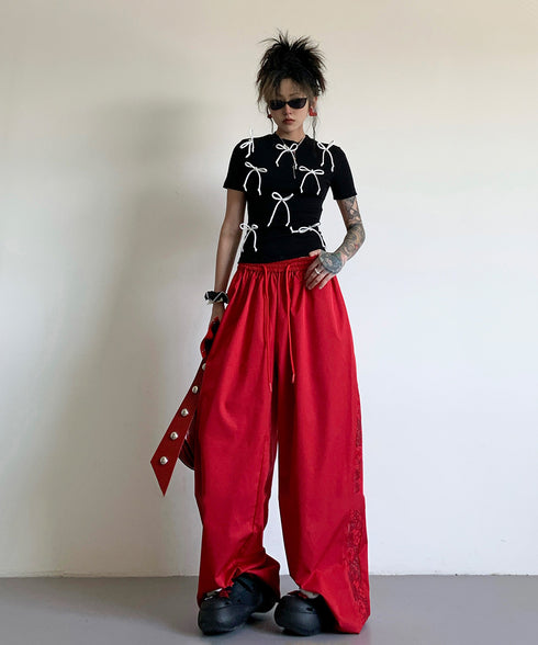 Lace Line Wide Pants