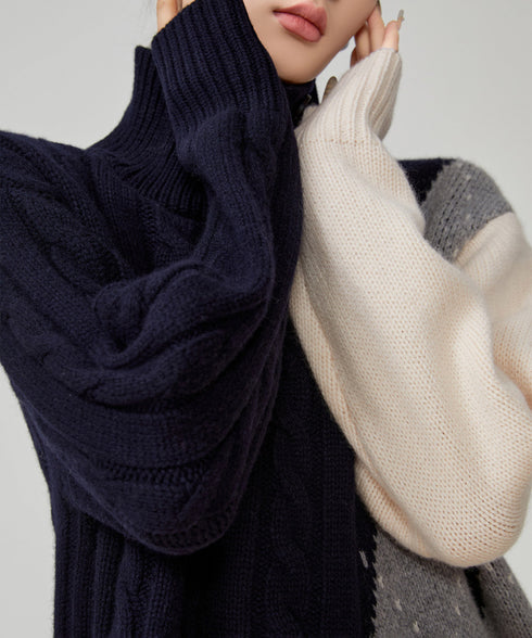 Argyle Cable Highneck Knit