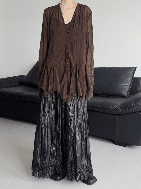 Draped Button Front Top