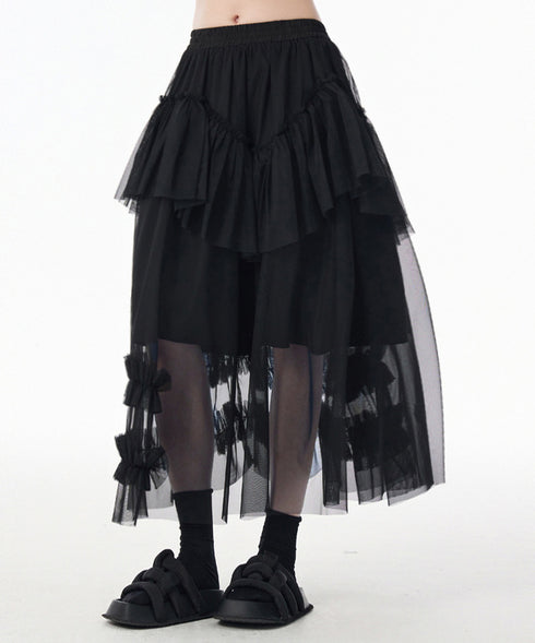 Layered Sheer Mesh Skirt