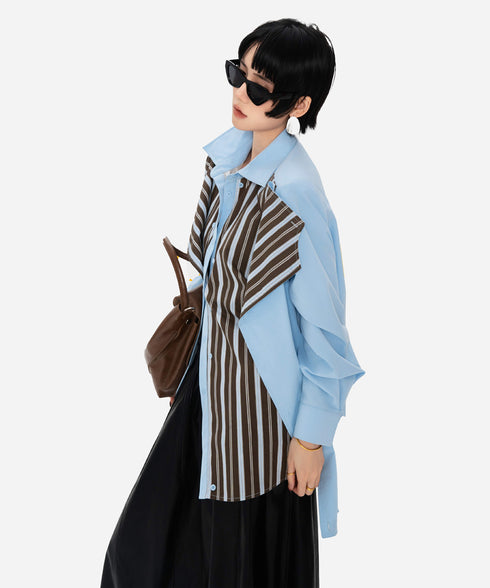 Stripe Layered Oversized Shirt