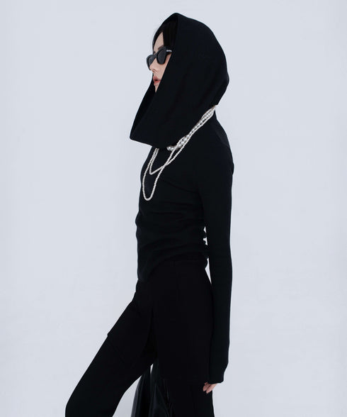 Rib Knit Top&Wrap Scarf Co-ord