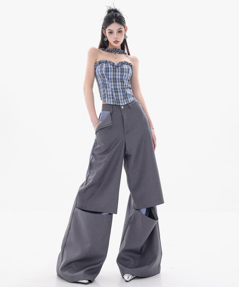 Frayed Contrast Knit Top